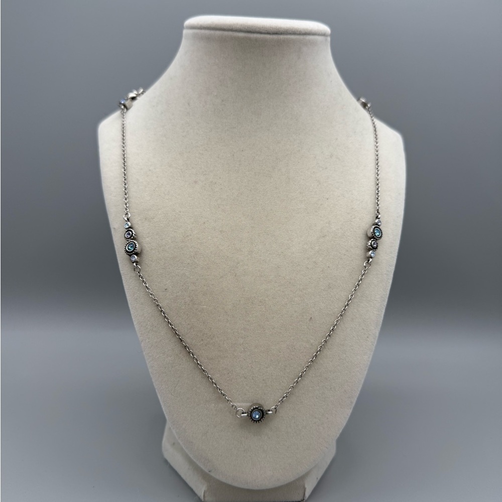 Silver plated blue and purple glass rhinestone Brighton necklace